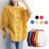 Leisure Shirts Button  Top Lady Loose Long Sleeve Oversized Shirt Womens Blouses Casual