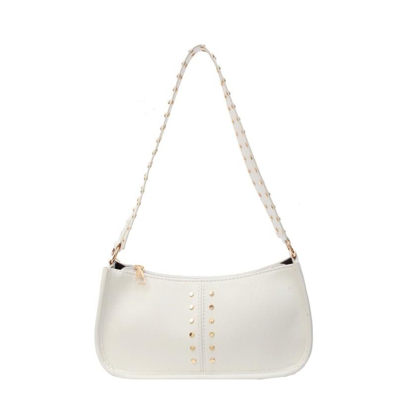 Womens Vintage Rivet Moto Style Shoulder Bag Crossbody With Wide Strap Design