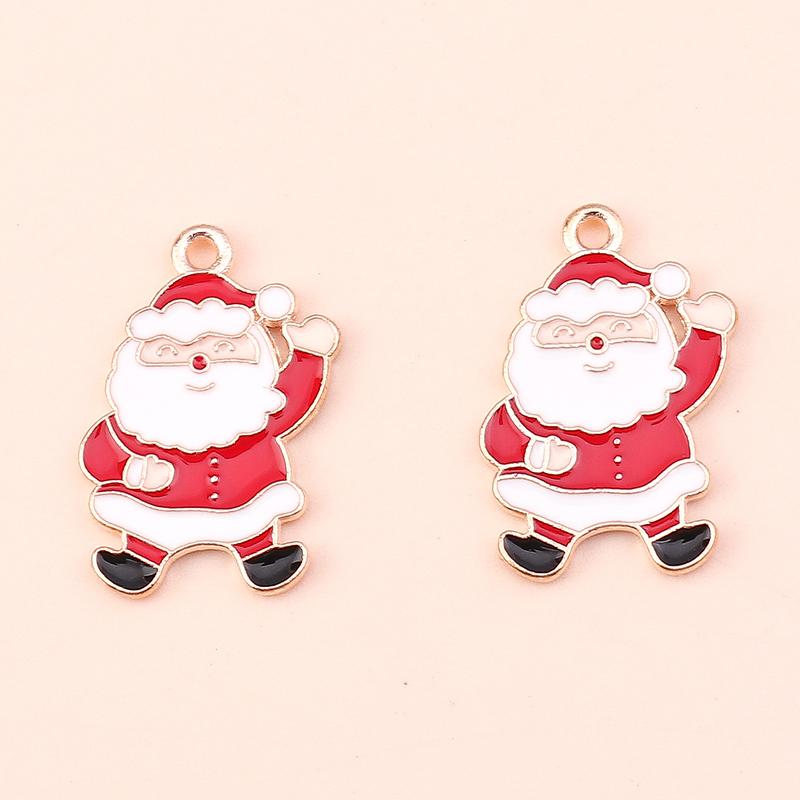 10pcs 15x22mm Cartoon Christmas Charms Enamel Santas Claus Charms Pendants for Jewelry Making DIY Necklace Earrings Accessories