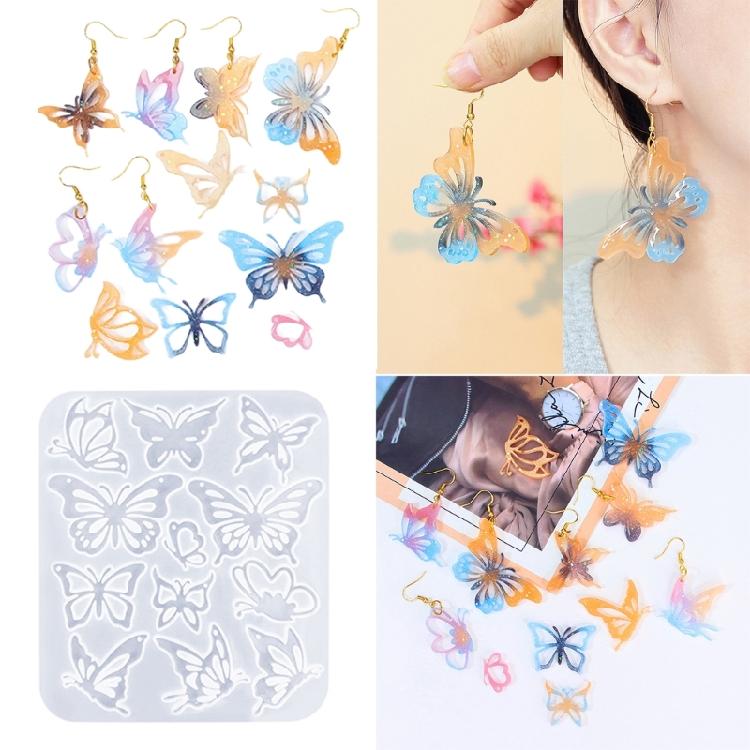 Personalized Butterfly Shaped Earrings Mold Epoxy Crystal Silicone Molds Customized Earwear Mould Jewelry Making Tool