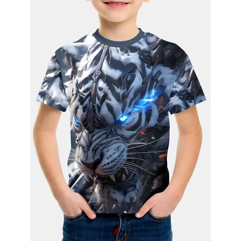 Children's T-shirt 3d horse year printed round neck short sleeve upper