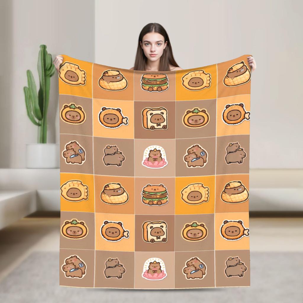 Capybara Blanket Quality Soft Warm  Bedding Throws Winter Girls Boys Couch Chair Sofa Bed Print Bedspread