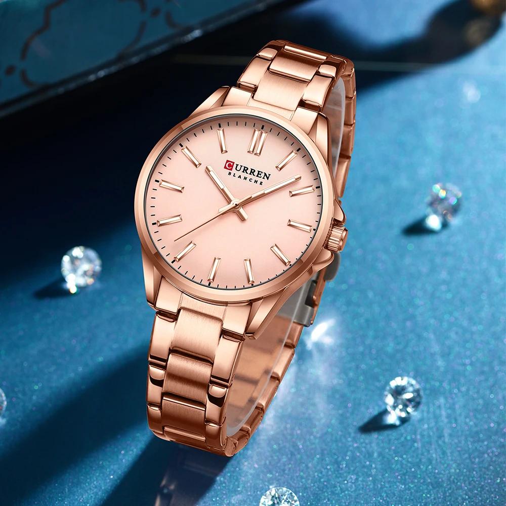 CURREN New Watch Women Fashion Casual Stainless Steel Watches Simple Ladies Round Dial Quartz Wristwatches Clock Reloj Mujer