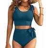 Women Push Up Bikini Set Two Pieces High Waist Tummy Control Swimsuits Bathing Suits Beachwear Water Sports Wear