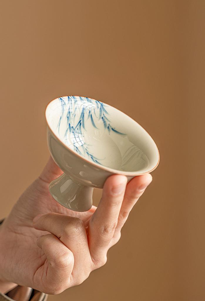 Čajový šálek Ručně vyráběný Vrbové vlaštovky Japonské keramické čajové šálky Porcelánová degustace čaje Čínské Kungfu Domácí čajový servis Mistrovské šálky