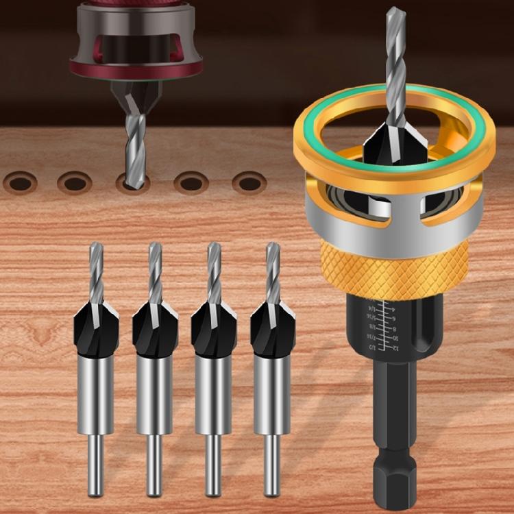 Limit Countersink Drill Bit Set Hole Punch Deep Adjustable Countersunk Drill Bit Shank Wood Countersink Drill Bit