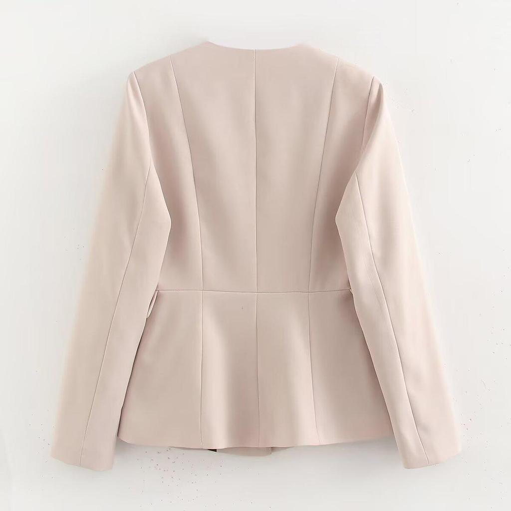 2024 Autumn Women's European & American Style Slim Fit Suit: Flap Jacket & Mid-Waist Straight Pants Set