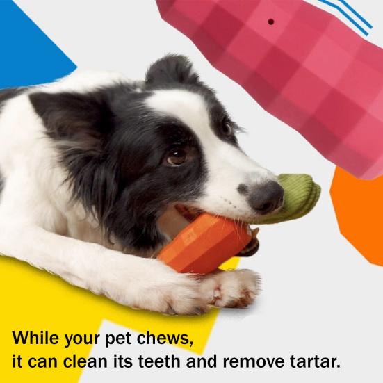 Squeaky Dog Chew Toy for Aggressive Chewers Rubber Tough Carrot Dog Toy for Teeth Cleaning Interactive Puppy Toy for Large Medium Small Breeds
