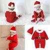 Adorable Christmas Baby Knitted Romper Jumpsuit Outfit W/ Santa Claus Sweater Hat