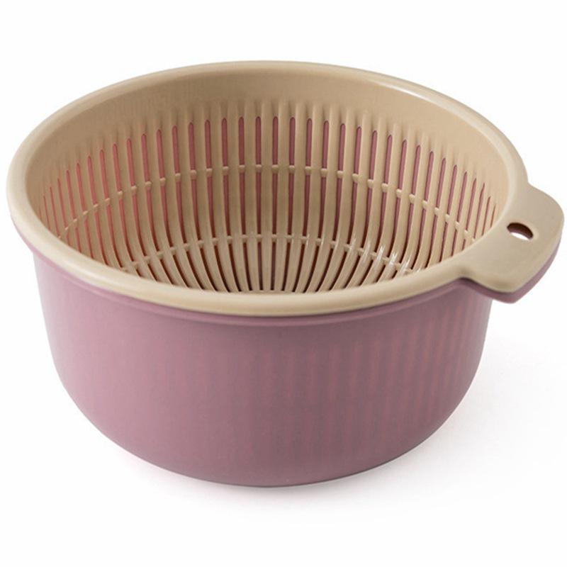 Hui Si Dual-Layer Kitchen Colander and Storage Basket for Fruits and Vegetables