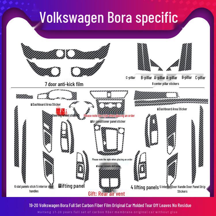 Carbon Fiber Center Console Door Anti-Scratch Sticker for Bora Viloran (2016-2021)