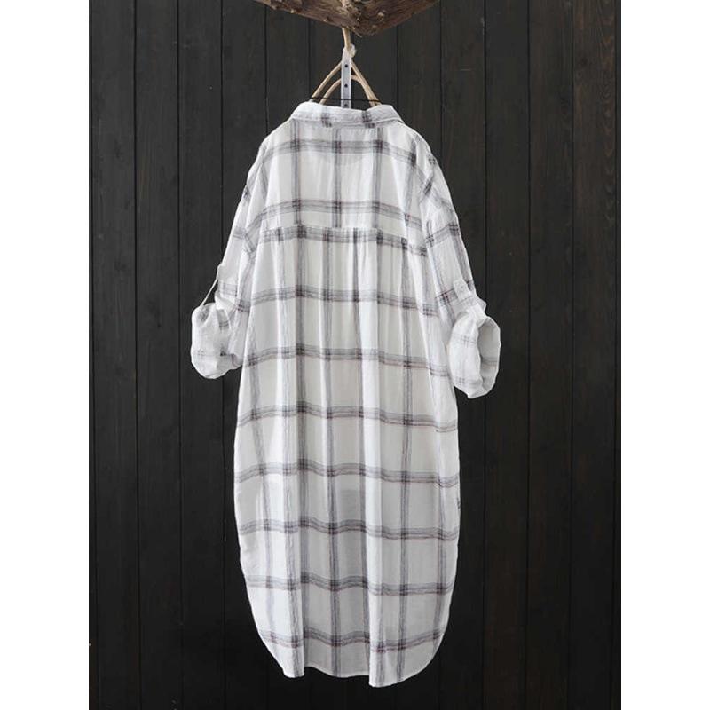 Plaid Shirt Women's Summer Korean Version 1116 Loose Sunscreen Clothes Tide Women's Shirt Medium and Long Hong Kong Style Thin Coat Women