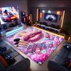 1PC Custom Name Rainbow Makeup Fantasy Theme Floor Mat Ideal for Living Room, Game Rooms, Office, Bedroom,Floor Mat Playful Design