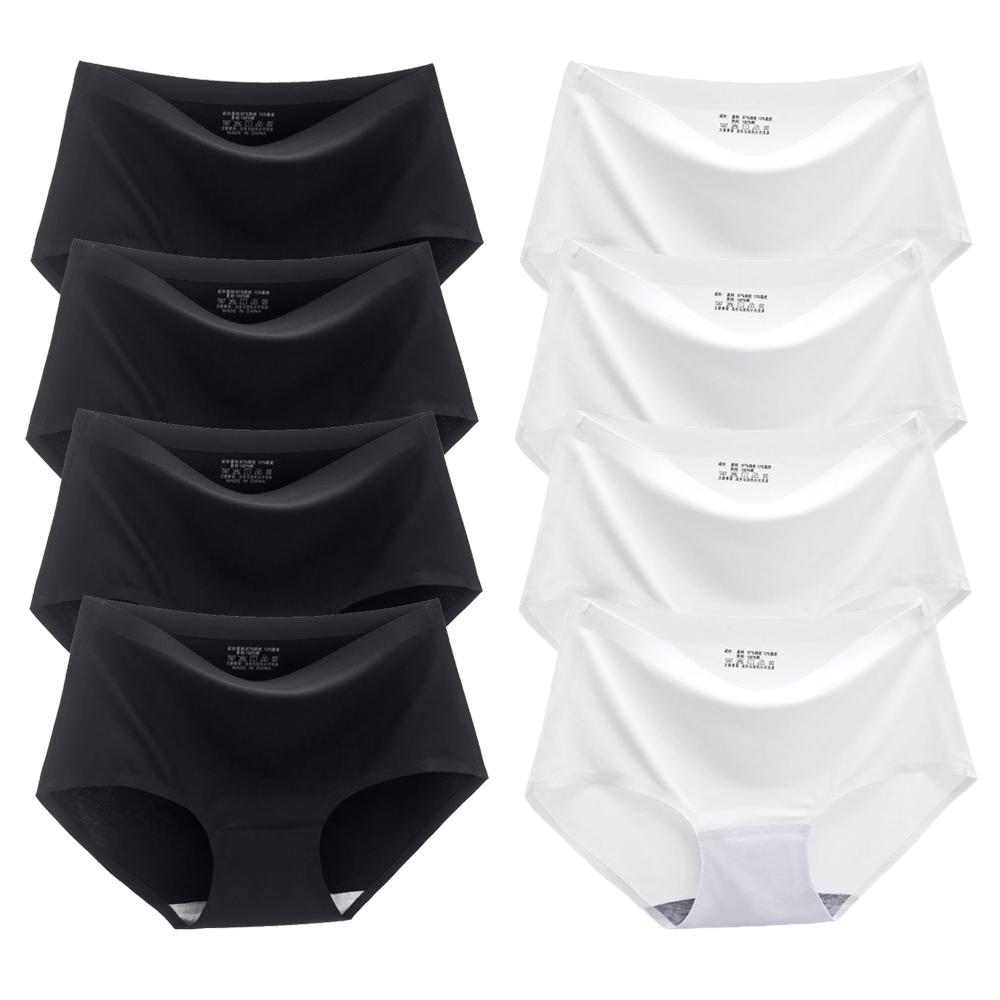 Chiloți de damă Chiloți fără cusături uni Mărimi mari Chiloți confortabili Lenjerie din satin de mătase Lenjerie de corp sănătoasă 8 buc/set