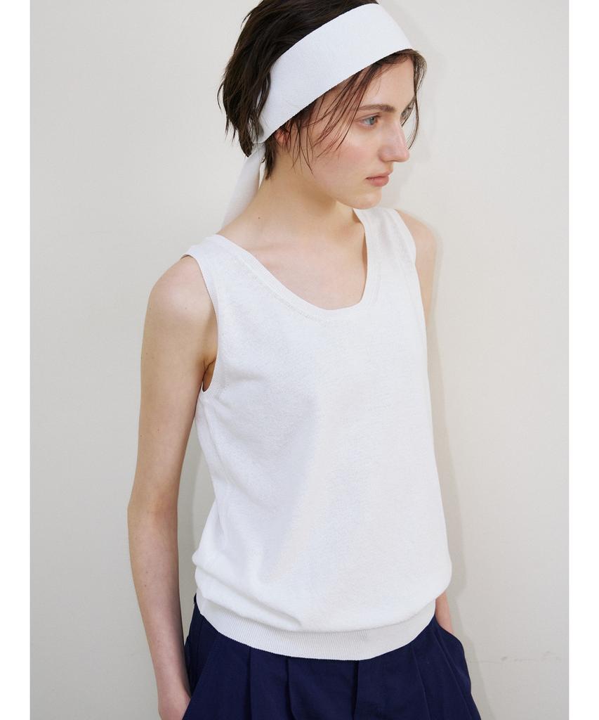 Ninnis Tie Sleeveless Knit Top (White)