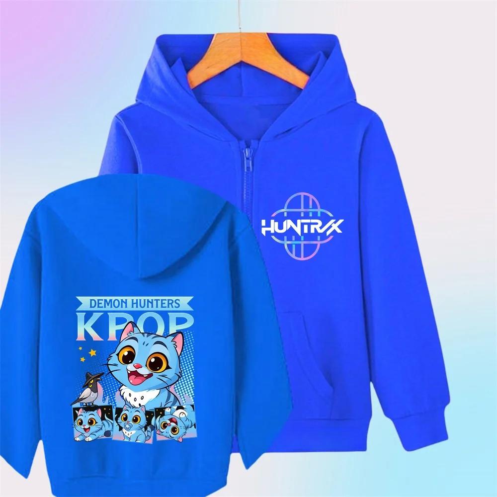 Kpop Demon Hunters Zip Up Hoodie Girls Boys Fashion Long Sleeves Loose Casual Zipper Sweatshirt