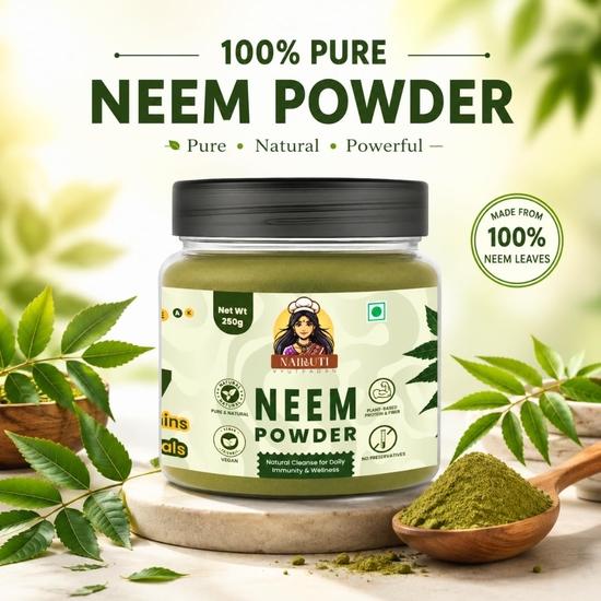 Nairuti Vyutpadan Neem Powder 250g | 100% Pure Natural Azadirachta Indica for Skin Hair & Immunity| Ideal for Face Packs Hair Masks