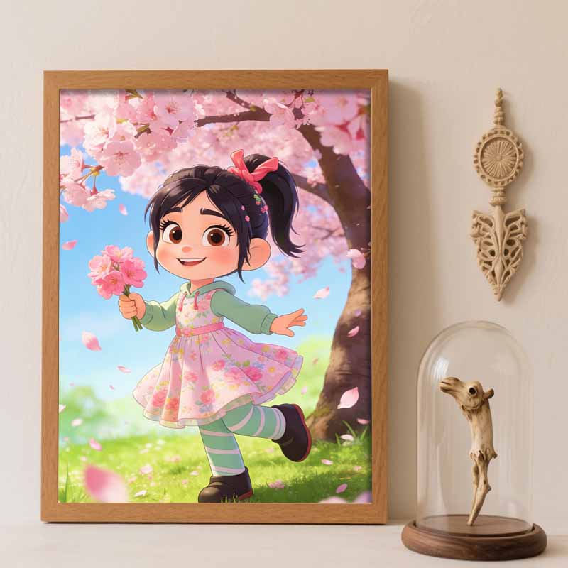 Disney Vanellope Cherry Blossom Diamond Paint Painting Art Kit Handmade DIY5D Home Decor Gift Round 20x30cm