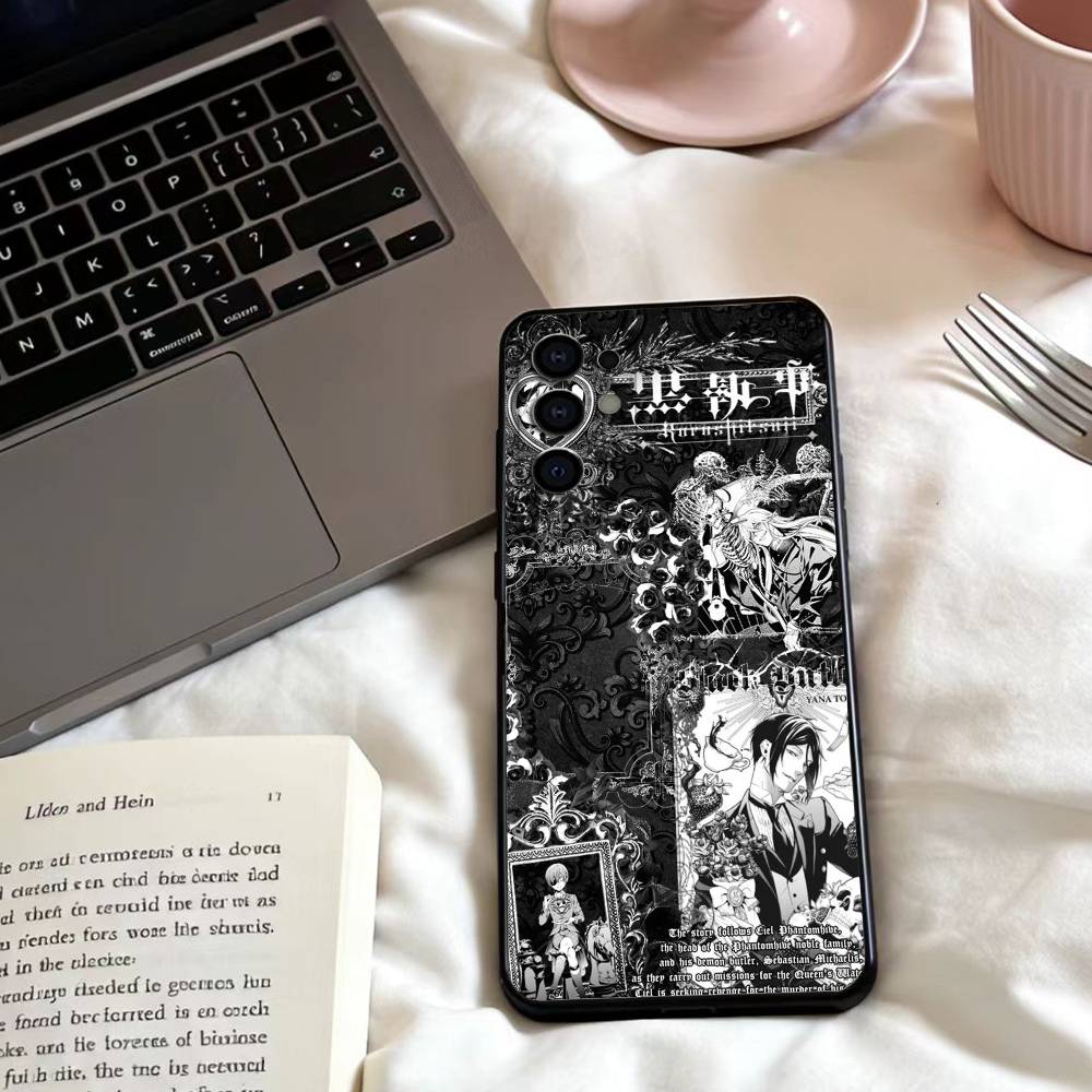 Anime B-Black Butler  Phone Case For Samsung S25,24,23,22,30,21,10,9,Ultra,Plus,Lite,FE,4,5 G Soft Black Case Samsung S24ULTRA