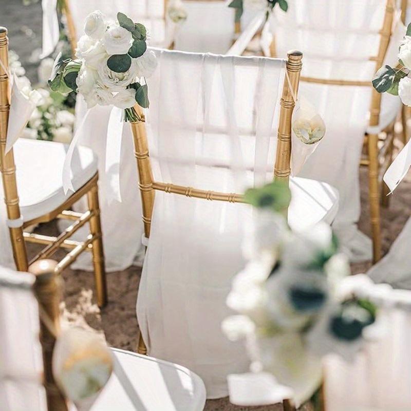 1Pc 29.5*78.7 inches Chiffon Wedding Chair Decoration for Wedding Banquet Holiday Party Decoration