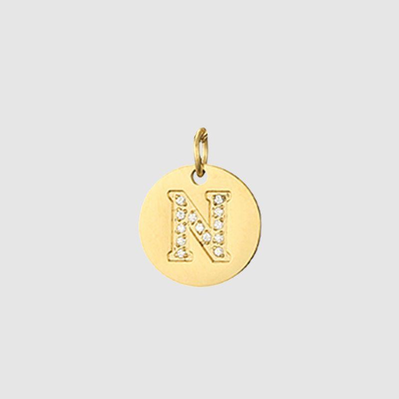 CARLIDANA Classique Minimaliste Alphabet 26 Breloques Lettres en Cristal Collier Pendentif Rond Lettre Acier Inoxydable Collier DIY