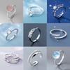 925 Sterling Silver Zircon Rings For Women Geometric Fine Jewelry Finger Adjustable Geometric CZ Ring For Party Birthday Gift