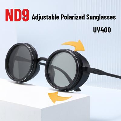 ND9 Rotating Adjustable Polarized Sunglasses Men and Women New Manual Dimming Glasses UV400 Retro Steampunk Sports Goggles