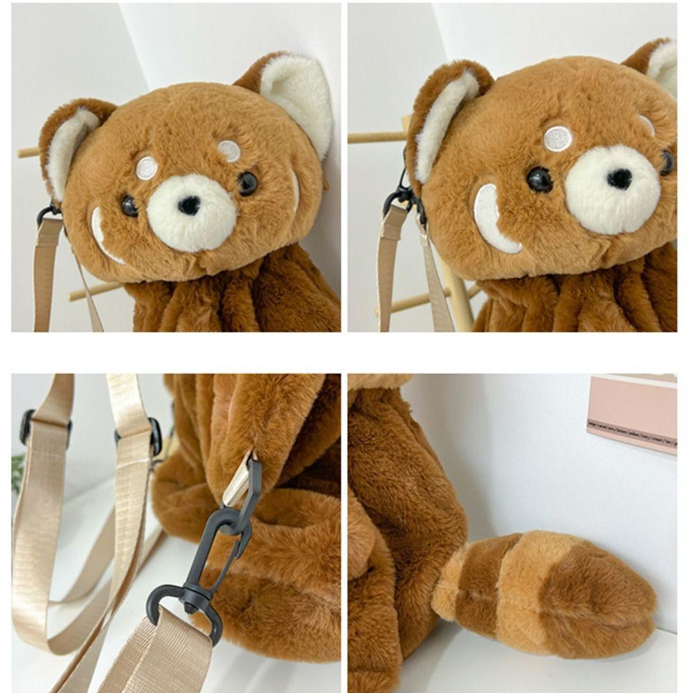 Plush Toy Raccoon Doll Crossbody Bag Doll Animal Shoulder Bag Soft Children School Bag Outdoor