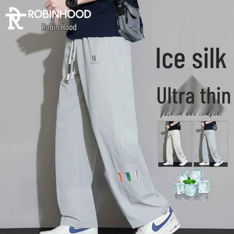 ROBINHOOD Men s Summer Ice Silk Quick Dry Straight Leg Pants XL