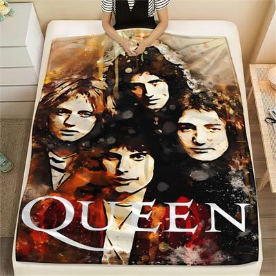 1 Stück Queen Freddie Mercury Aufdruck Flanelldecke, Hohe Qualität für alle Jahreszeiten, Heimdekoration, Wärme und Komfort, Perfekt für Weihnachtsgeschenke