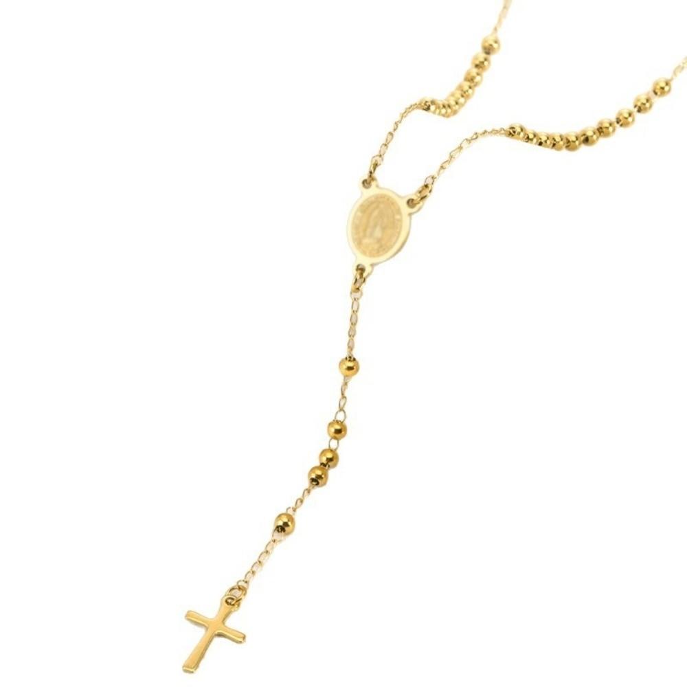 Clavicle Length Rosary Necklace Tassel Chain Cross Pendant Necklace Cross Necklace  Stylish Commute