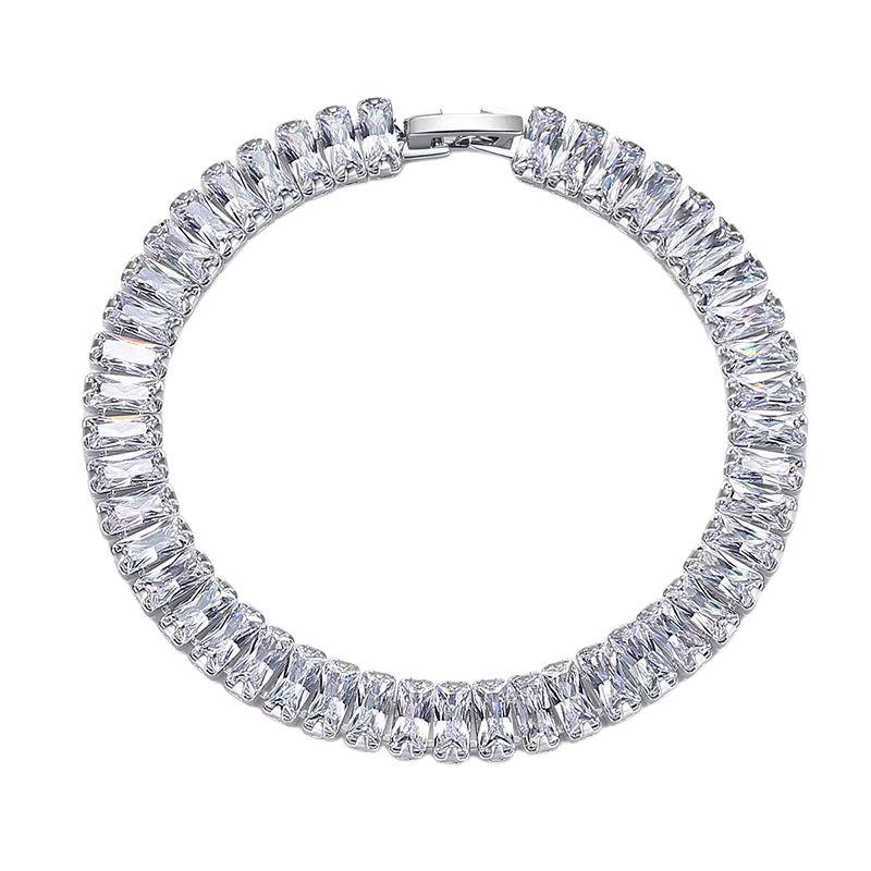 

Titanium Steel No Fading Micro Inlaid Zircon Bracelet Men and Women Light Luxury Minority Classy Stylish Hip Hop Couple Hand Jewelry Tide 21cm White zircon bracelet-no fading