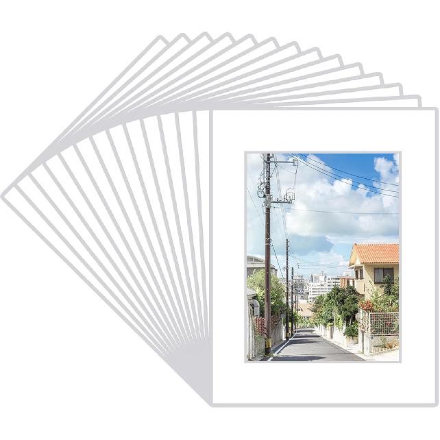 Prudiut 15 Pack 8x10 White Picture Mats, Frame Mattes for 5x7 Pictures Photo Frame Mat Core Bevel Cut Mat Board Show Kit for Photos, Prints, Artworks
