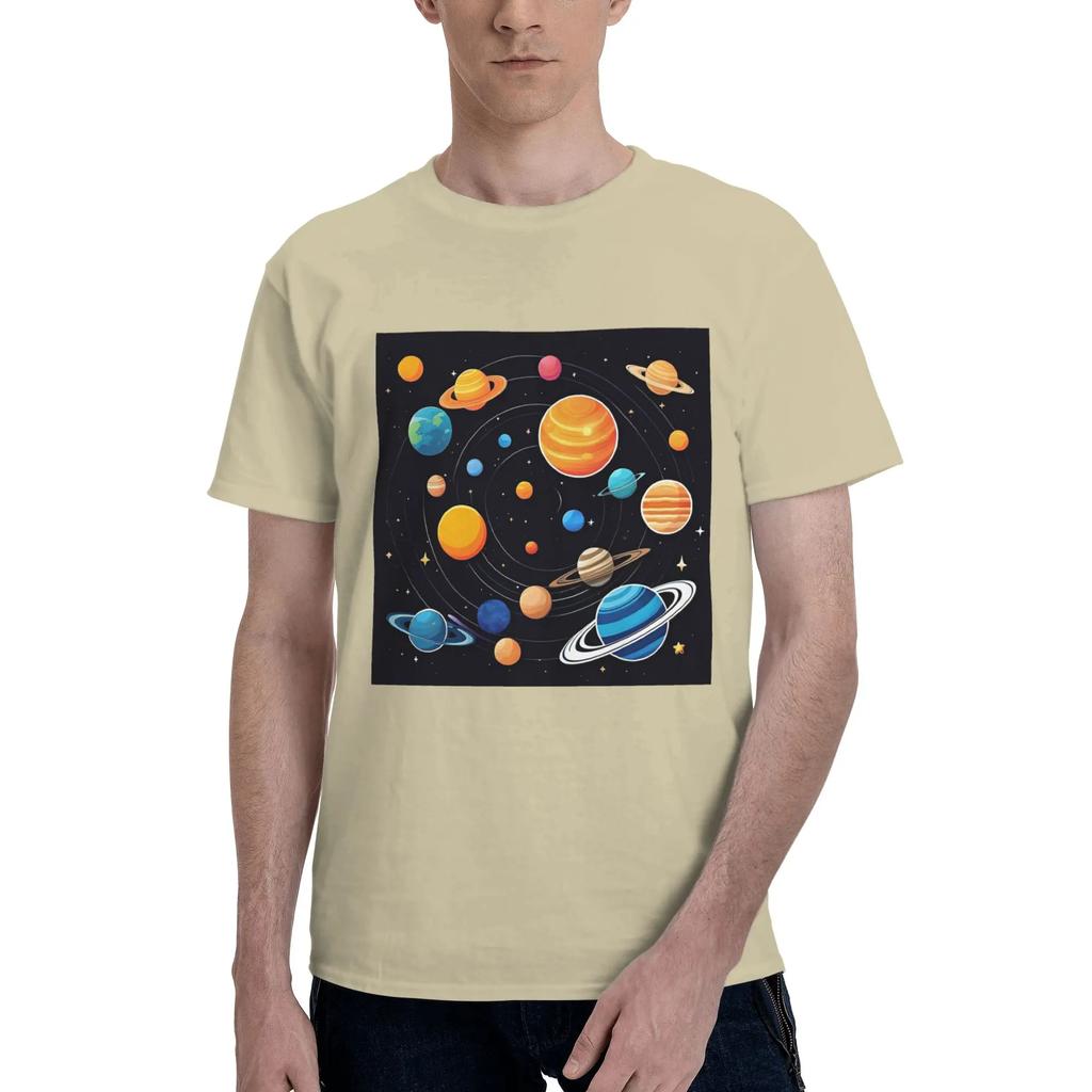 Solar System Space Planets Universe Men TShirt Plus Size T Shirts Mens ONeck Cotton Tees Short Summer Male