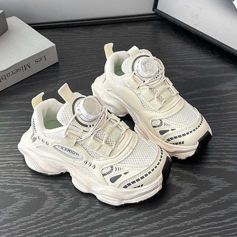 Spring Autumn Kids Mesh Breathable Dad Shoes Soft Sole Lightweight Boys Girls Fashion Running Sneakers