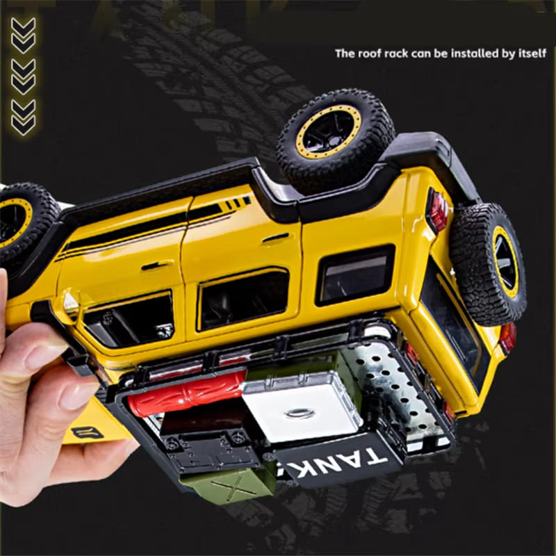 New 1:24 Tank 300 SUV Car Alloy Car Model Die-cast Metal Toy Off-road Car Car Model Sound and Light Pull Back Can Open The Door Children Boy Gift