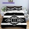 Gladbach Club Logo Black White Horizontal Stripe Print 3 Pieces Duvet Cover Set Soccer Fan Bedding Bedroom Home Decor Without Pillow Core