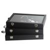 Pu Black Leather Jewelry Box Jewelry Display Box with Lid Transparent Dust Ring Earrings Necklace Bracelet Storage Box