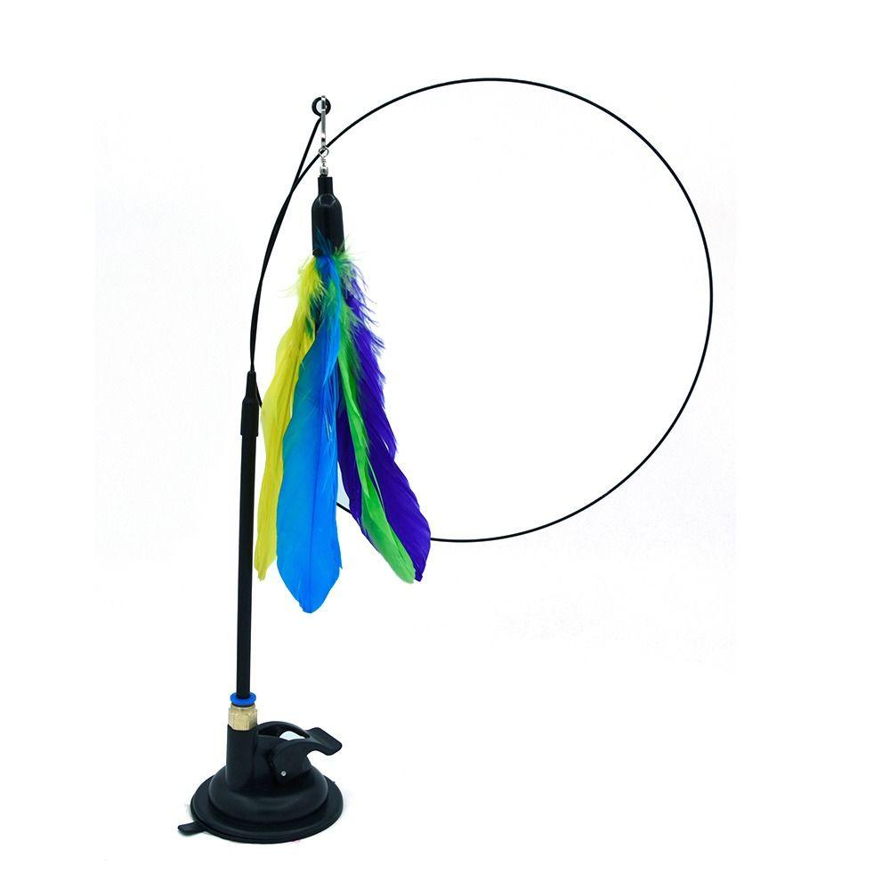 Plastic Sucker Wire Cat Teaser Stick With Suction Cup Cat Playing Teaser Wand Toy  Relieve Boredom