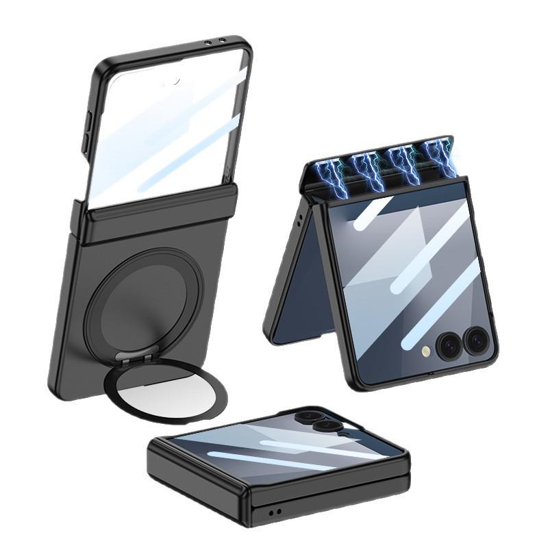 Samsung Z Flip7 Magnetic Case with Rotating Stand and Full Coverage Hinge Protection