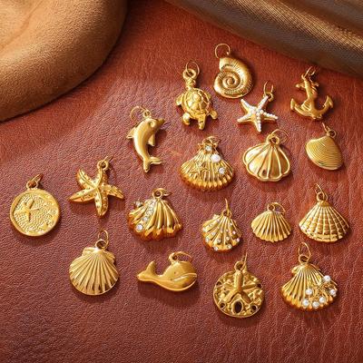 18K Gold Plated Shell Pendant for Versatile DIY Jewelry
