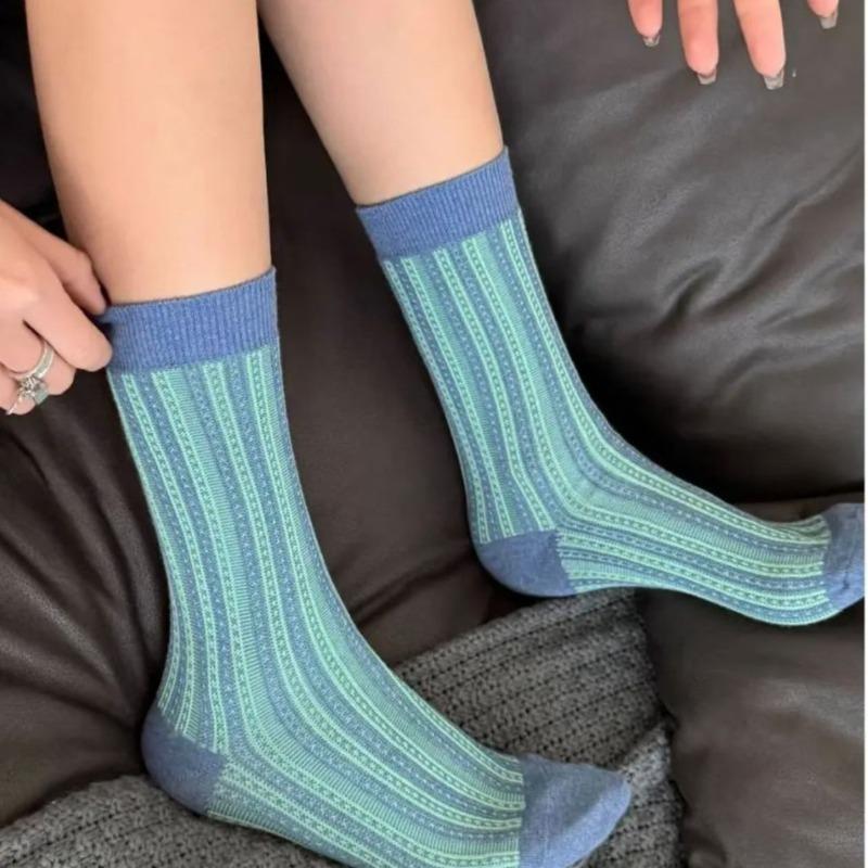 

Women s Trendy Socks, Women s Mid-calf, Retro Double-needle Double-path, Autumn and Winter Thickened Long Calf 1 pair