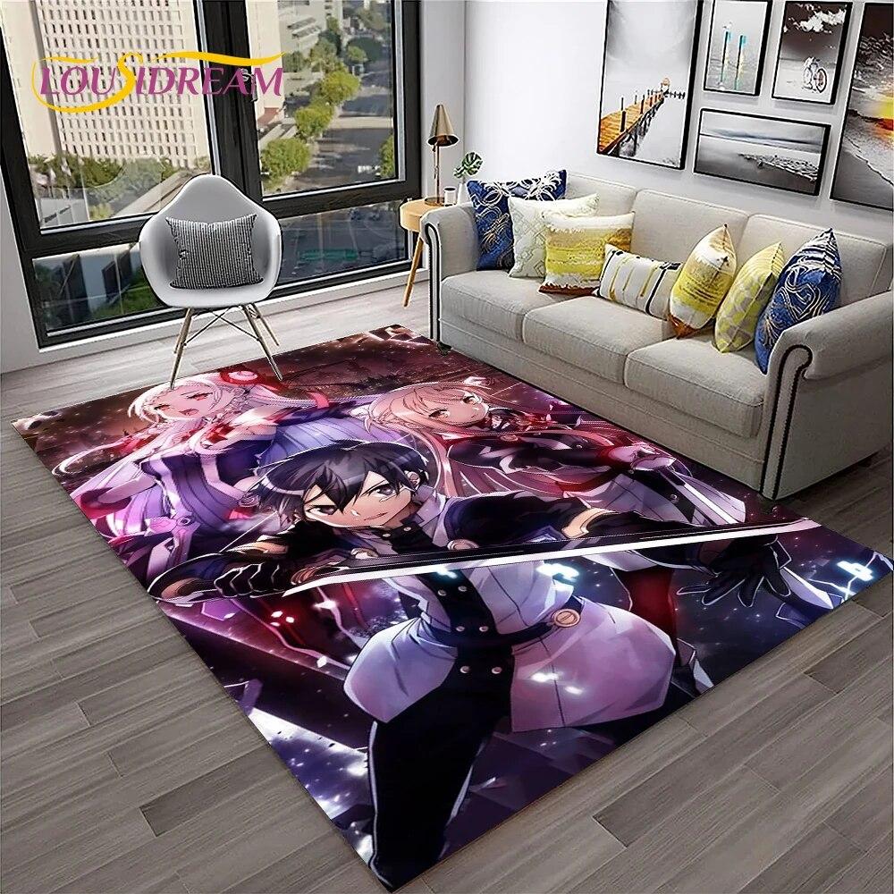 SAO Novel Cartoon Sword Art Online Carpet Rug for Home Living Room Bedroom Sofa Doormat Decor,kids Area Rug Non-slip Floor Mat