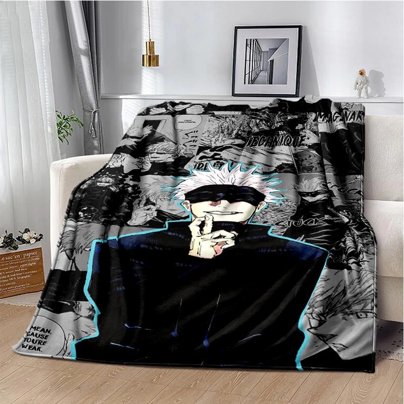 Cartoon Anime Jujutsu Kaisen Throws Blanket Kid Super Soft Blankt for Travel Couch Sofa Picnic Bed Flannel Blanket Birthday Gift
