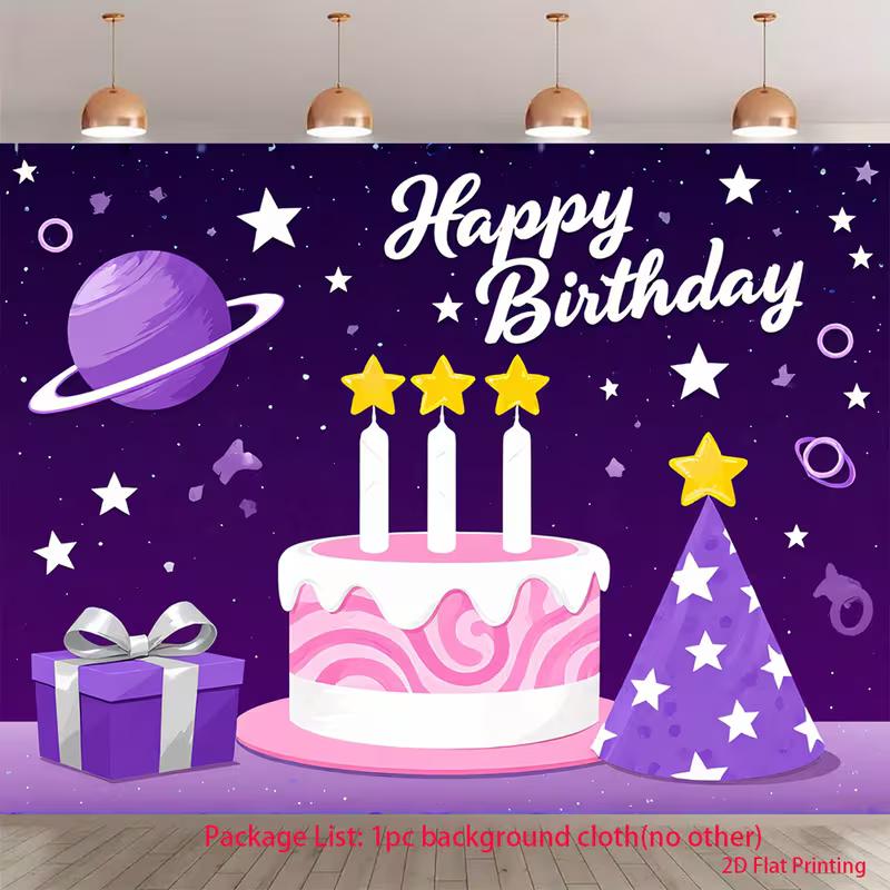2D Galaxy Birthday Tapestry - Space Themed Decor for Kids Birthday Party 47.2x31.5inch/120*80cm