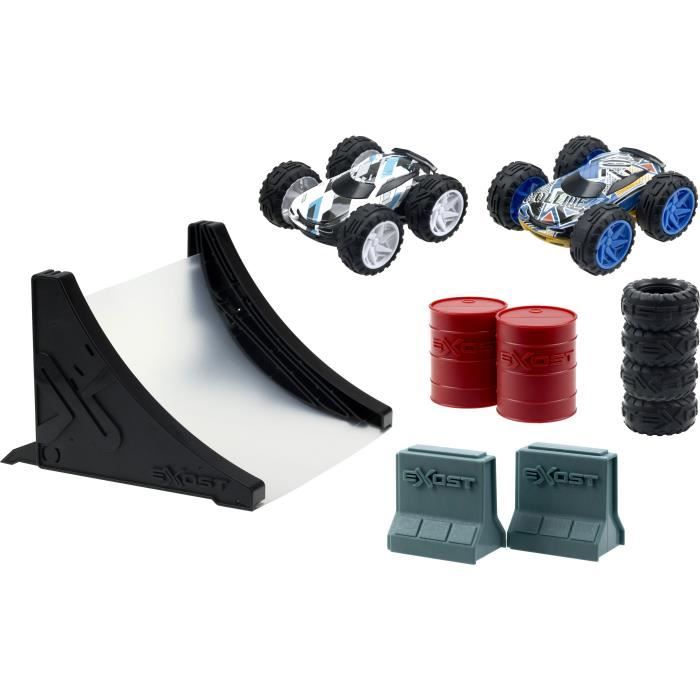 EXOST JUMP - Pack duo : 2 petites voitures à friction + accessoires - 8cm - Modèle aléatoire