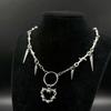 Unisex Hip Hop Heart Pendant Necklace - European Korean Trendy New Thorn Rivet Versatile Accessories for Men and Women