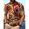 Unisex T-Shirt, Polyester Casual Short Sleeve Tee, Hilarious Burger Obsessed Graphic with Crazy Laser