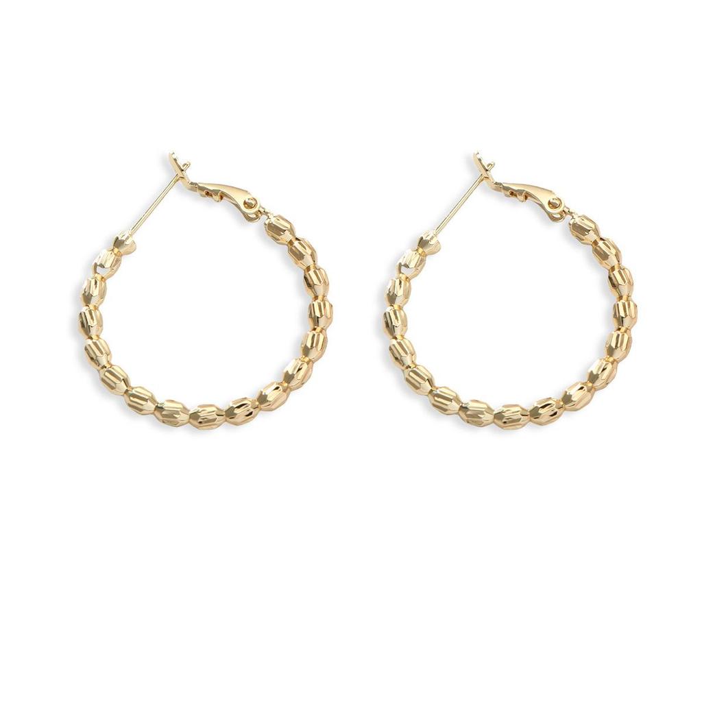 Copper Rice Grain Gold Hoop Earrings for Women