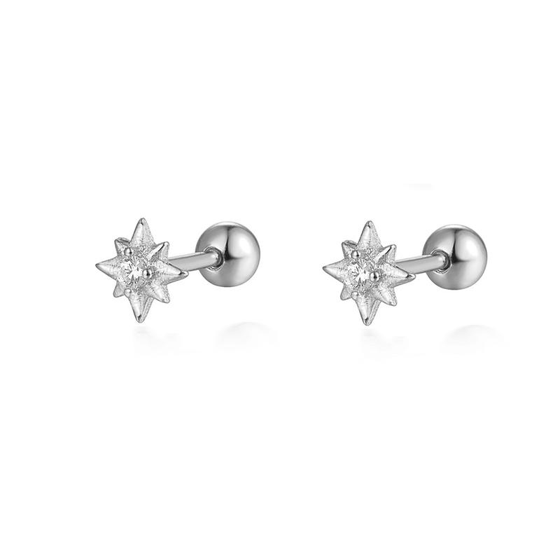 

WANTME 925 Silver Fashion Love Butterfly Romantic Star Crown Screw Stud Earrings for Women Ear Bone Piercing Jewelry